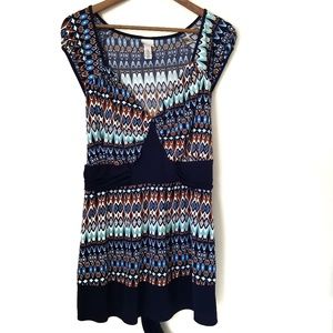 Venezia Aztec print Blouse- Ties in Back